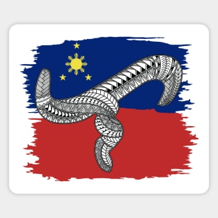 Philippine Flag Tribal line Art / Baybayin word LA Magnet